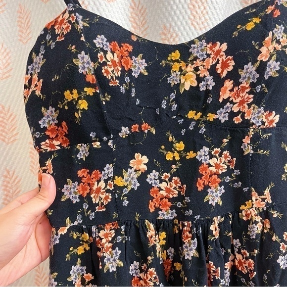 New Look Mini Dress Womens S Black Floral Spaghetti Strap Sweetheart Cute Chic - Picture 7 of 11